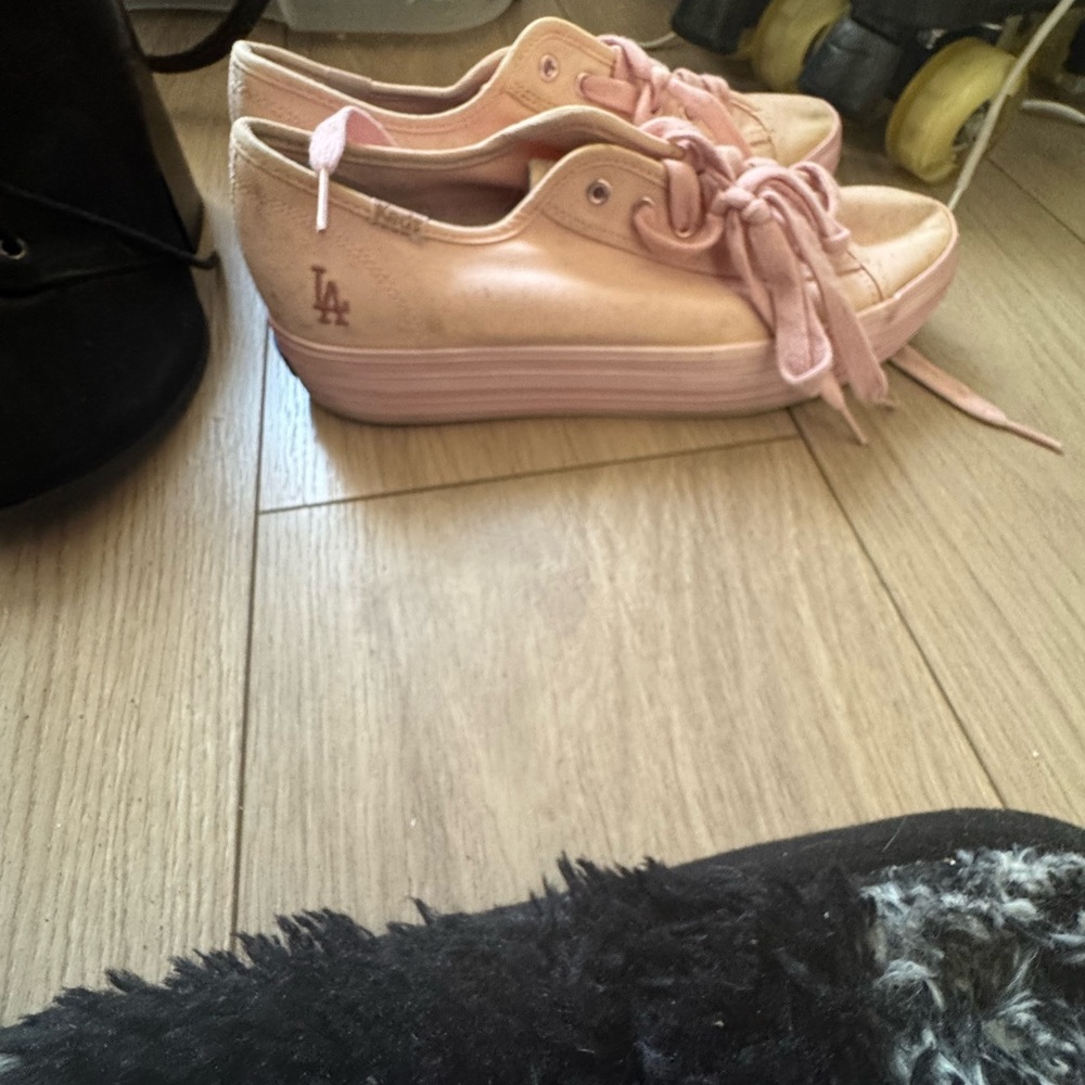 LA dodgers light pink keds shoes